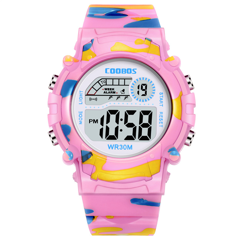 Kubaoshi children's watch colorful luminous waterproof multifunctional electronic watch for male and female students