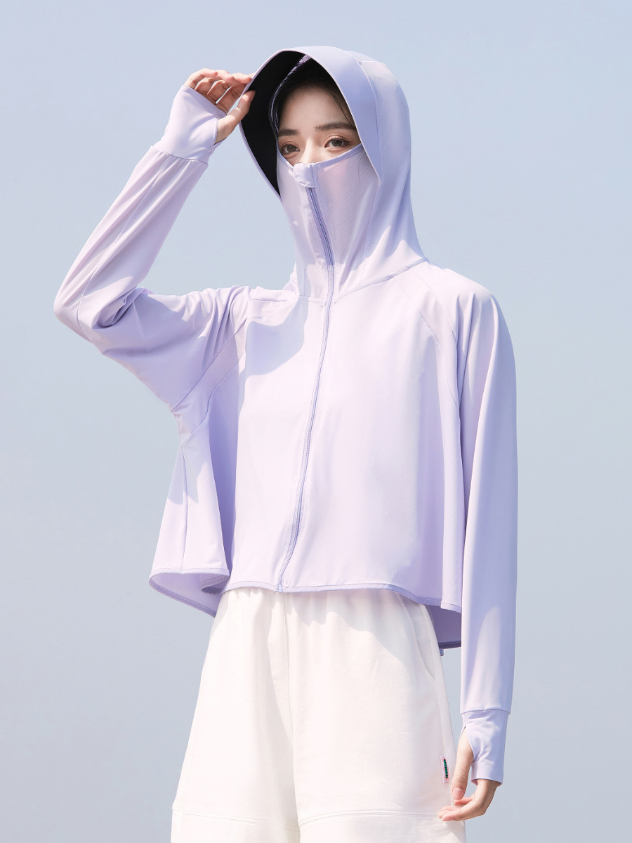 Picture of 2025 New Black Glue Brim Sun Protection Clothing Women's Ice Silk Hooded Breathable Jacket Anti-Uv Sun Protection Clothing Wholesale
