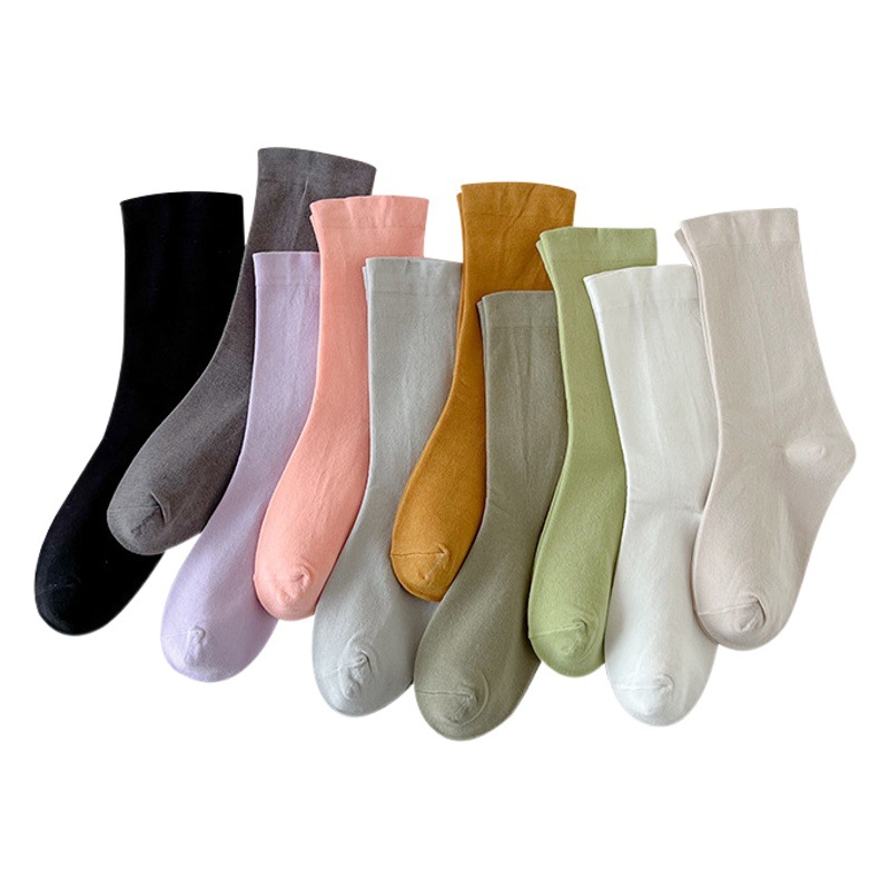 New Seamless Maternity Socks, Pure Cotton Slouch Socks, Ins-Style Autumn and Winter Mid-Calf Breathable Student Socks, Versatile Solid Color Sweat-Absorbent