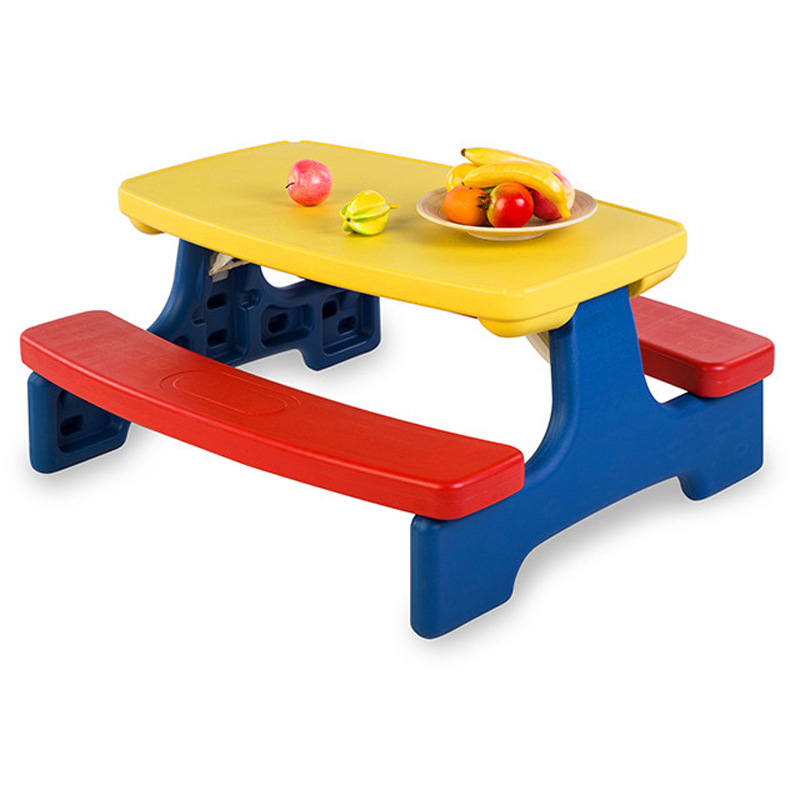 Picture of Foldable Children's Outdoor Table and Chairs with Umbrella for Four People Picnic Game Table Furniture Kindergarten Learning Desk Learning Table