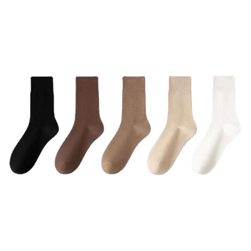 Socks Women's Mid-Calf Socks Pure Color Spring & Fall Pile Socks Stockings Women's Stockings Autumn and Winter