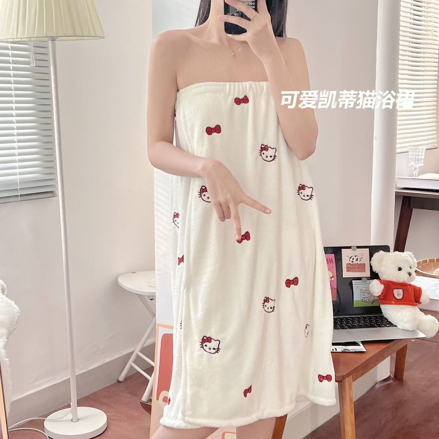 Cute Bath Skirt Ins Style Water-Absorbent Quick-Drying Household Bath Robe Cartoon Can Be Worn and Wrapped Long Bath Skirt Does Not Shed Lint