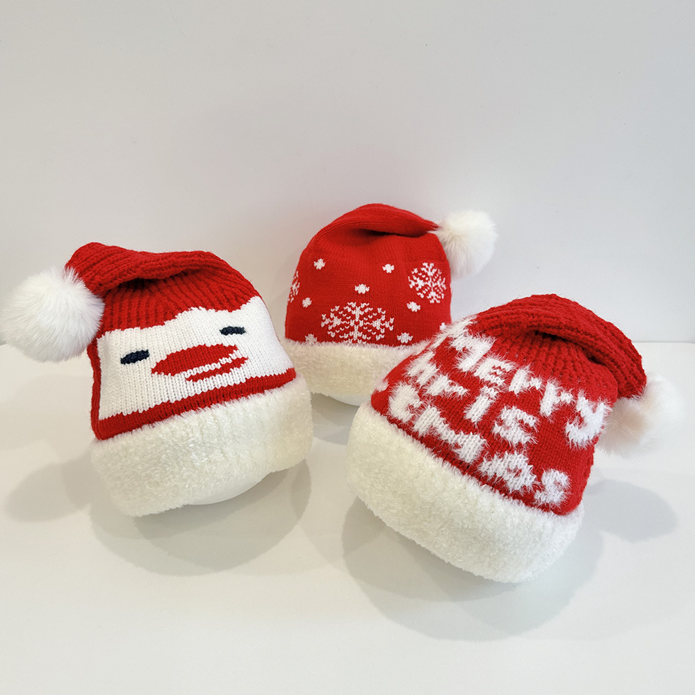 Net Celebrant New Year Christmas Dress-up Baby Wool Hat Red Christmas Hat Baby Cotton Warm Knitted Hat