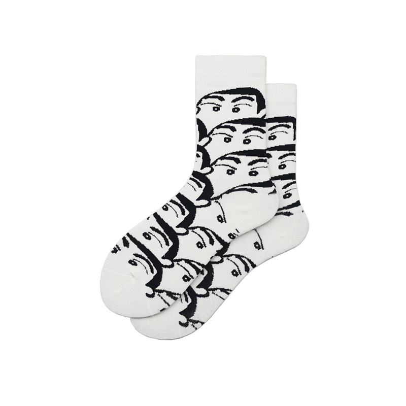 Picture of Molin Cute Cartoon Crayon Shin New Graffiti Cartoon Korean Style Japanese Fashionable Stockings Men's Neutral Mid-length Stockings for Children