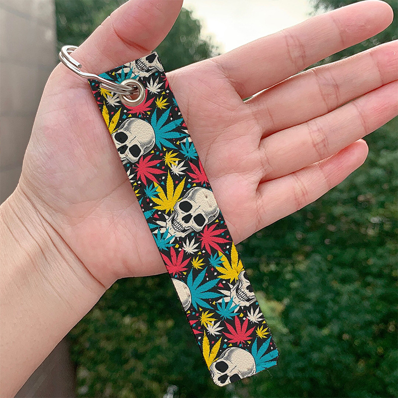 Picture of Amazon AliExpress European and American popular skull skull pu leather keychain wholesale in stock bag pendant