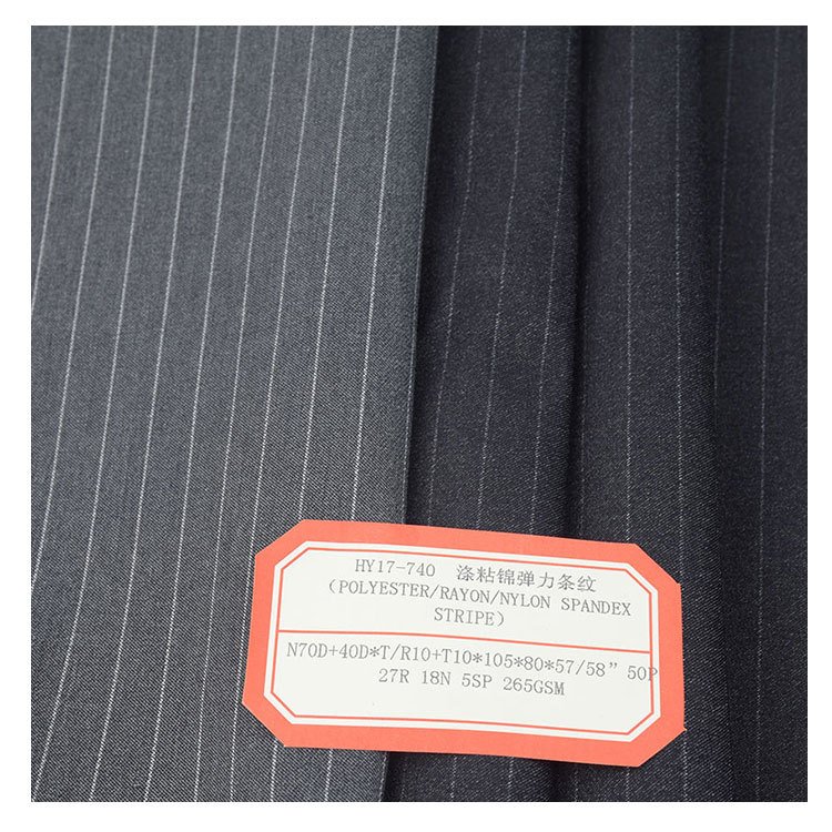 TRN1/2 twill four-sided elastic polyester viscose brocade double-sided trousers vertical stripes suit fabric Japanese and Korean suit cloth