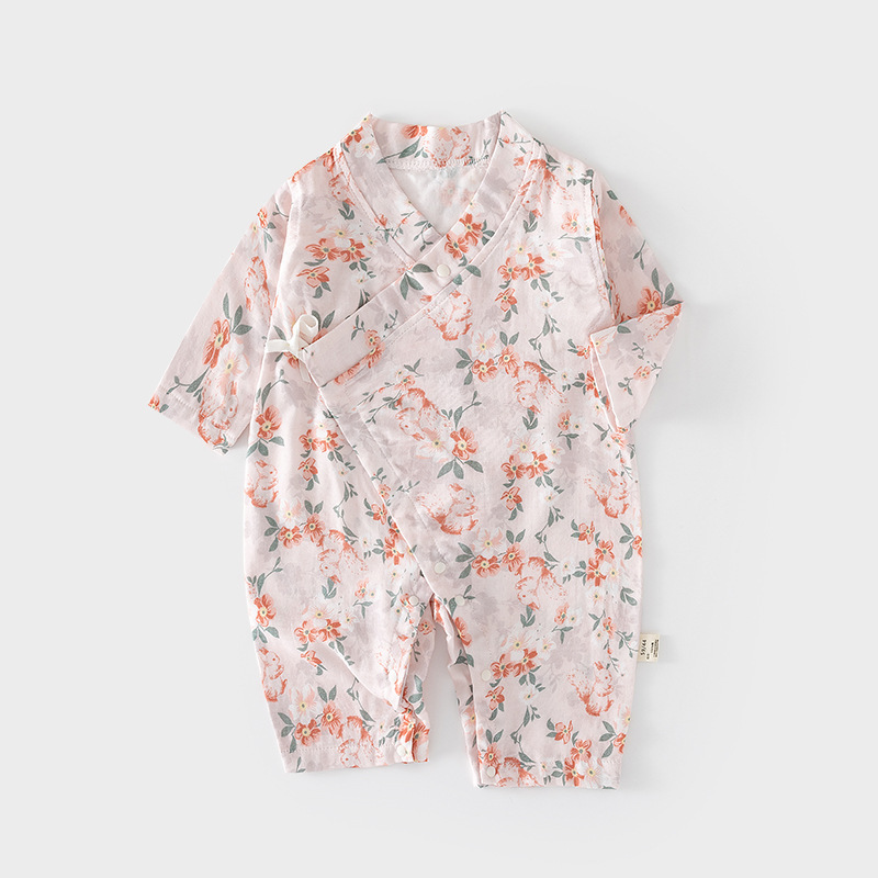 Picture of Baby's Gauze One-piece Suit Baby's Summer Ultra-thin Long-sleeved Pure Cotton Harper Children's Summer Air-conditioning Suit Newborn Climbing Suit