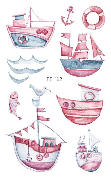 Picture of Children's Cartoon Transport tattoo Paper stickers Aircraft Ship Train Track Creative tattoo stickers