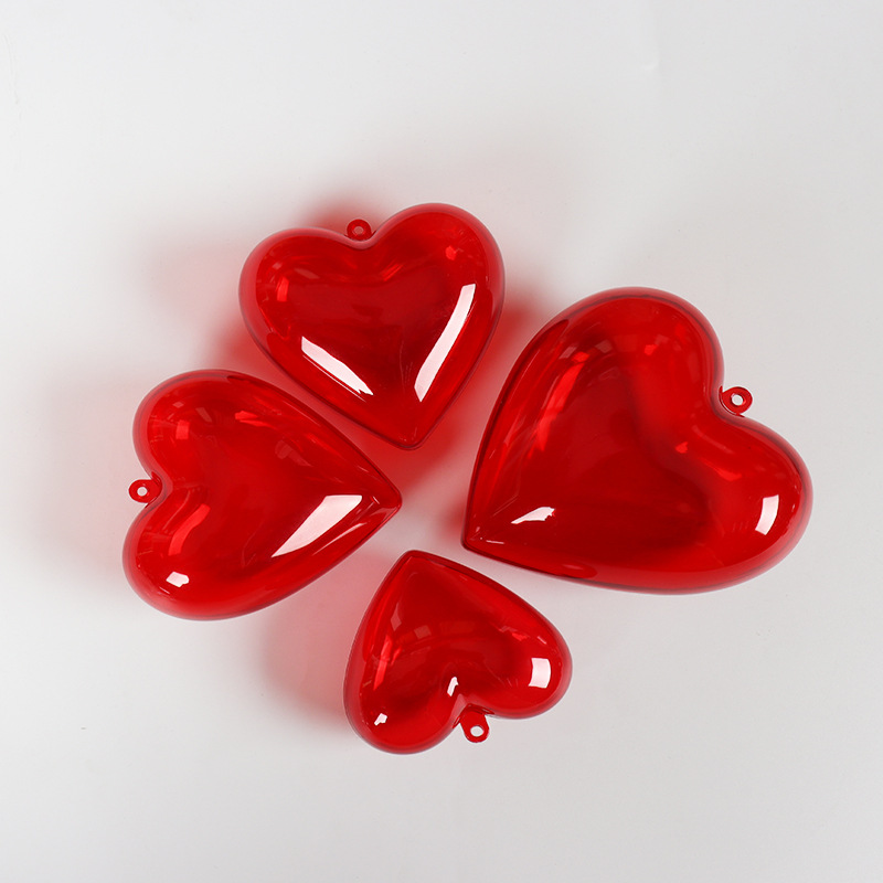 Wholesale Red Love Box Acrylic Plastic Red Storage Box Valentine's Day Heart Gift Box Festive Pendant