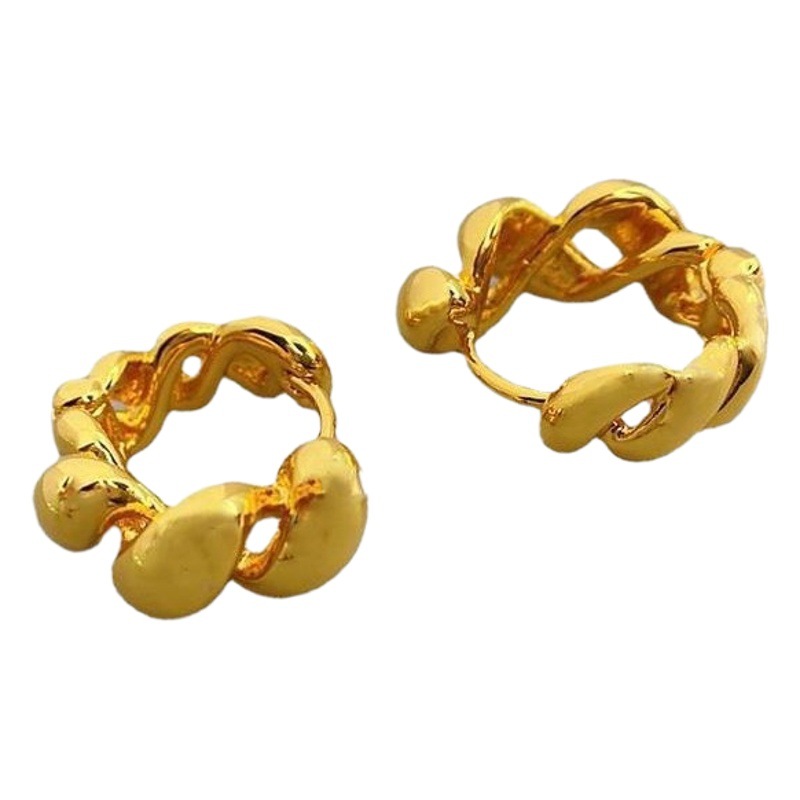Distinctive Twist Earrings Women's Retro Fashion Korean Style Elegant Hollow Horn Bag Ear Buckle ins Design Sense Ear Accessories Trendy