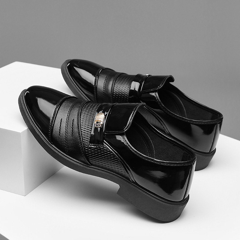 [Cross-border plus size] formal leather shoes men's youth Korean black business casual men's shoes British men's leather shoes