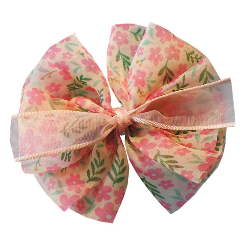 Little Girl Floral Fairy Big Bow Hairpin Korean Children's Stylish Chiffon Big Flower Back Head Clip Hairpin