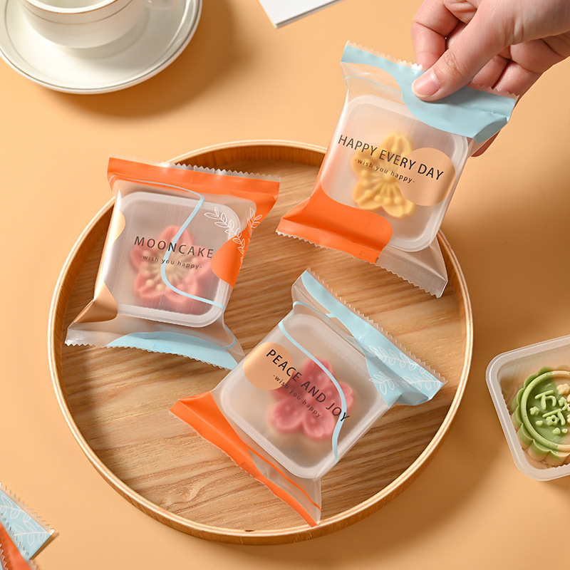 Internet Celebrity New Entry Light Luxury Morandi Mooncake Packaging Bag Translucent Frosted Ice Skin Baking Egg Yolk Machine-sealed Bag