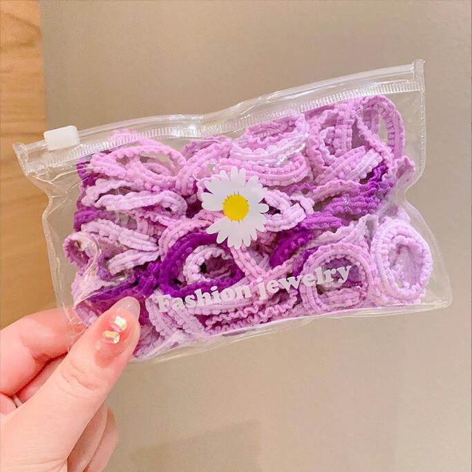 Picture of Children's rubber band does not hurt hair color canned lace rubber band girls high elastic hair band baby head rope
