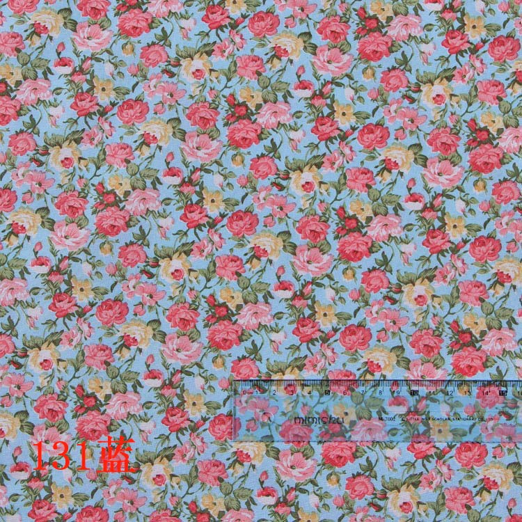 Picture of New Korean style lady style rose pink black blue purple green multi-color printed cloth mesh printed fabric