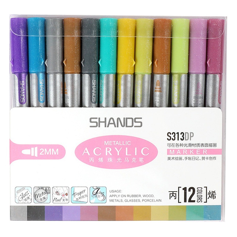 Good knowledge acrylic marker pen set student hand-painted graffiti pen DIY water-based color Art flash fairy pen