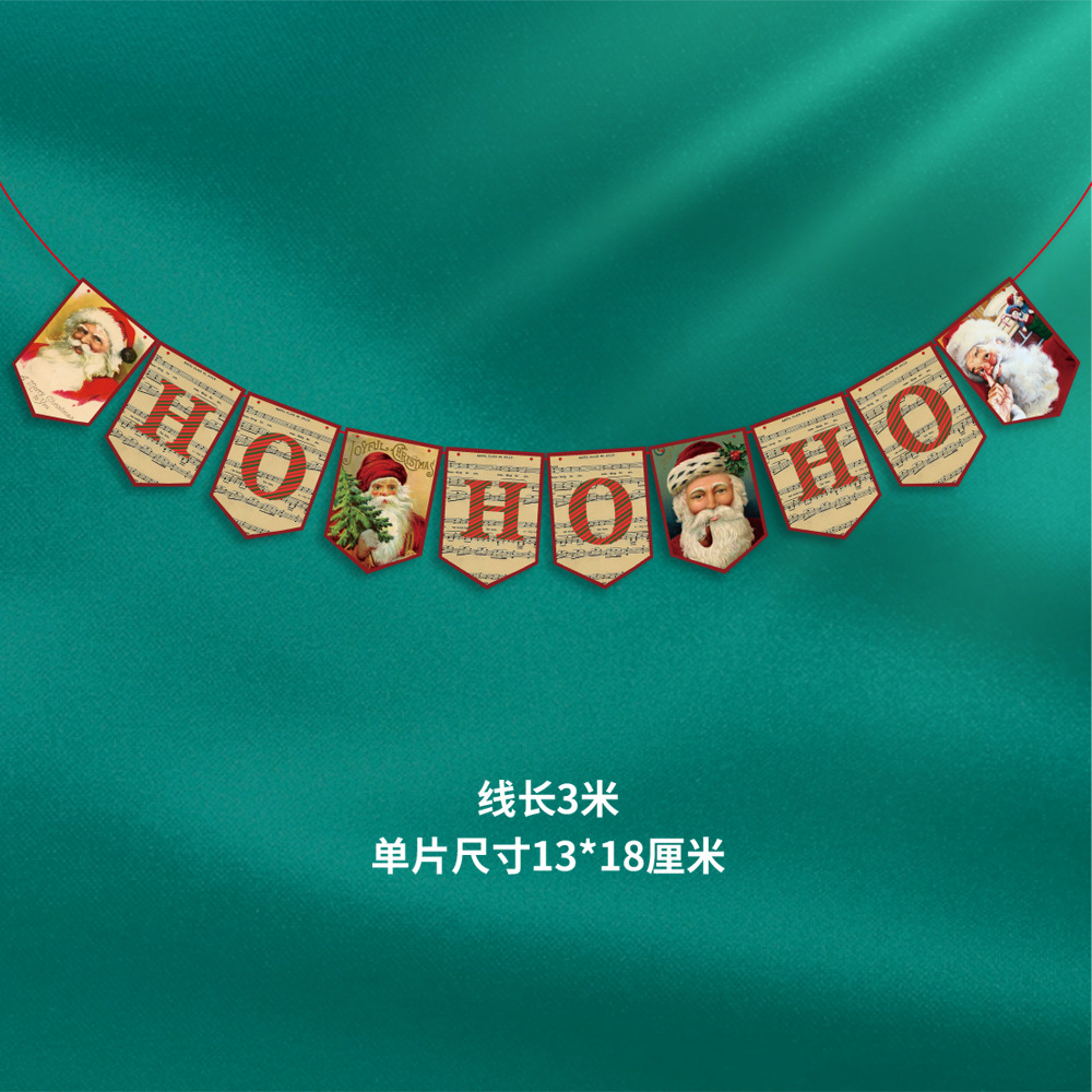 Picture of Christmas Decorations Christmas Pull Flag Hanging Flag Holiday Banner Party Decoration Paper Cartoon Christmas Pull Flower String Flag