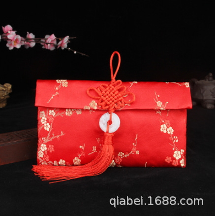 Picture of Creative buckle red envelope fabric brocade printing Li is a wedding change bag Chinese wedding festive supplies wholesale