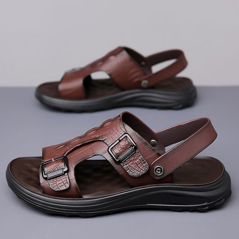 Outfit Sandals Men's 2025 Summer New Waterproof Non-Slip Soft Bottom Driving Beach Shoes Dual-Use Men's Sandals and Slippers