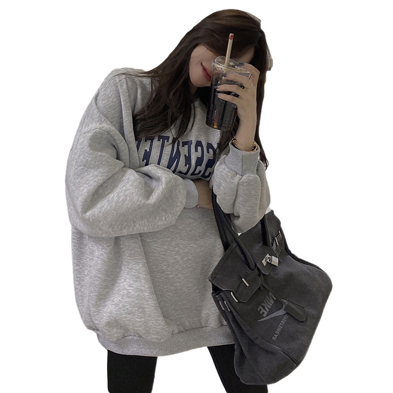 Picture of Official figure 190g David clothing plus fat plus size printed sweater women's new autumn and winter American retro loose top ins