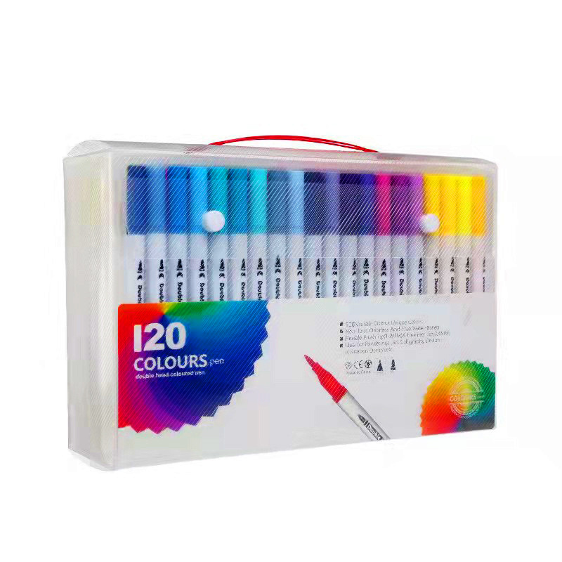 Picture of Children's brush water-based soft head double watercolor pen color washable soft head pen set