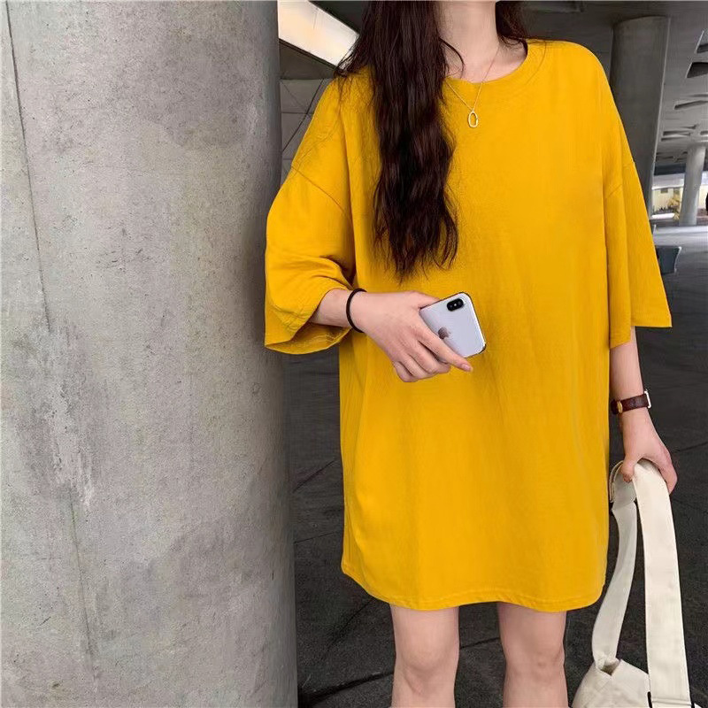 Cross-Border Short-Sleeved T-Shirt Ins Top 2025 Spring and Summer New Loose Pure Color Thin Student Round Neck Same Style for Men and Women
