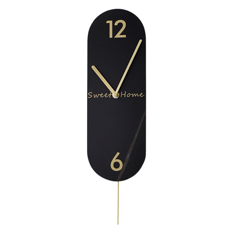 Picture of Modern Light Luxury Swing Wall Clock: Cocoa Sea Marble Rock Plate Spanish Minute Style Decorative Clock