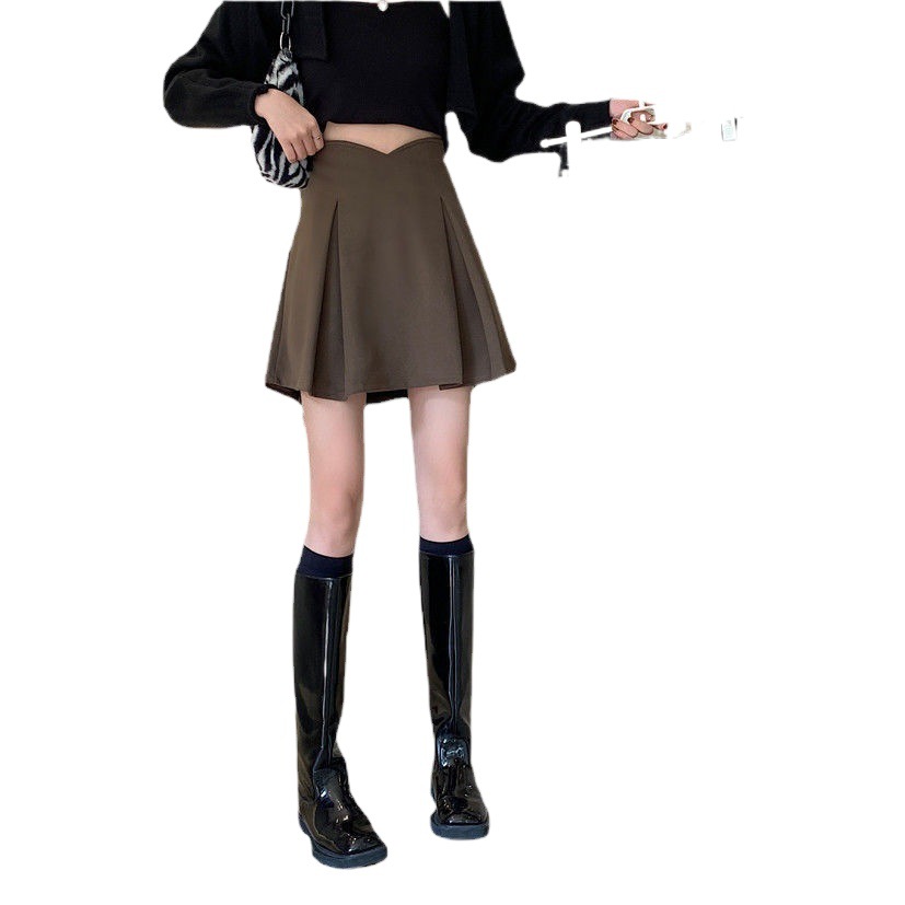 Women's Skirt 2022 Summer Anti-slip Short Skirt High Waist Large Size Slimming Pleated A- line Skirt Black Hip Skirt