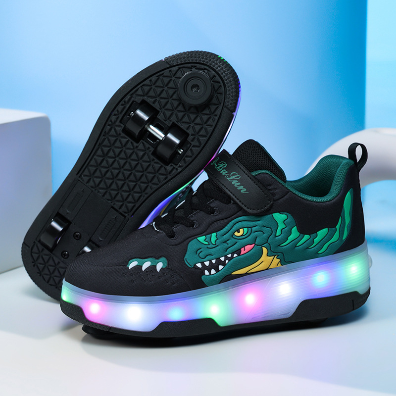 Picture of 2025 new cross-border children's luminous shoes pulley heloo shoes boys with brake wheels skates student sports