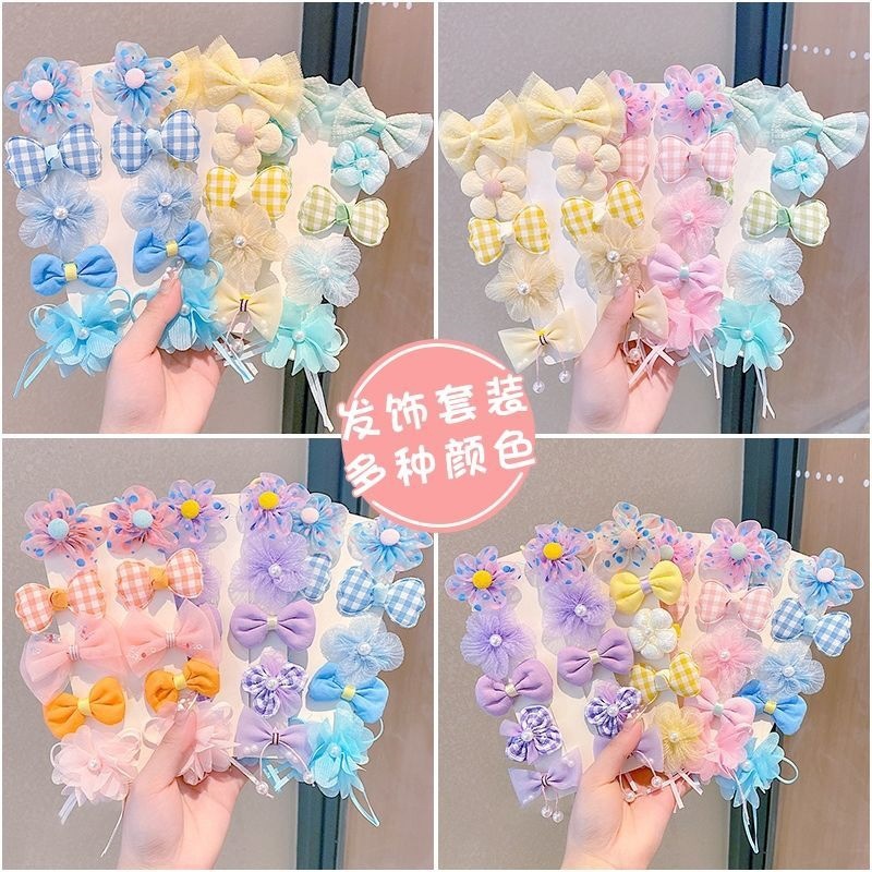Children's little girl mesh Flower hairpin Princess Super fairy fabric Korean style hairpin cute not hurt hair BB clip headdress