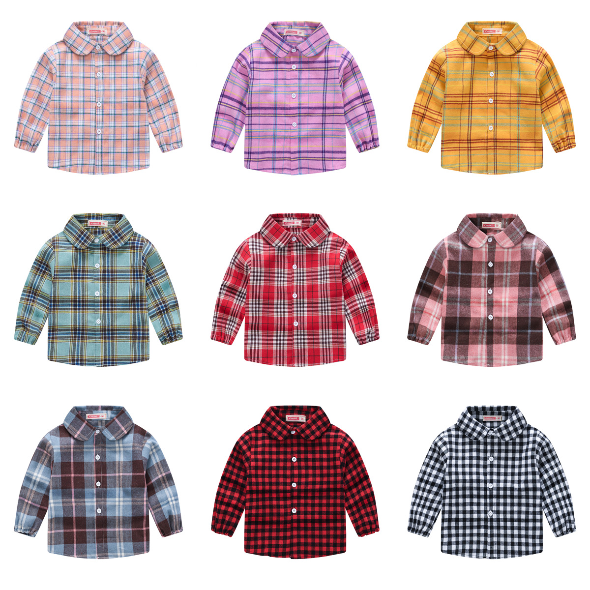 Picture of New children's spring and autumn casual long-sleeved shirt Korean style boys and girls plaid shirt children's trendy brushed shirt