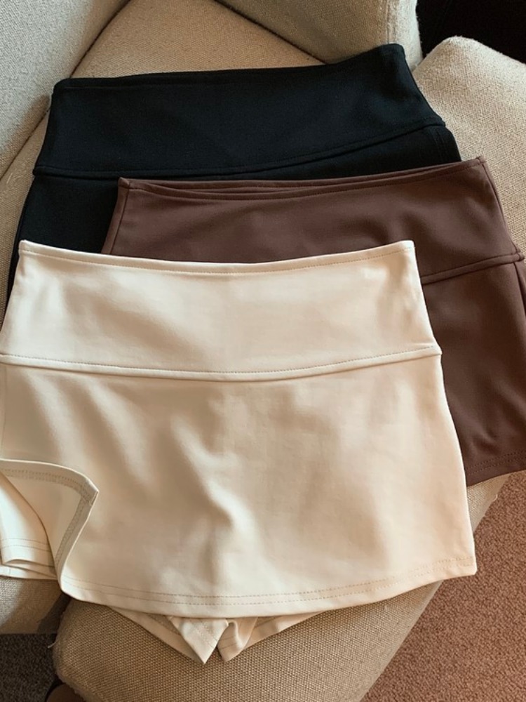Side Slit Yoga Culottes Women's 2024 Summer Anti-Light American Style Flesh Covering Slimming All-Match A- Line Sports Skirt