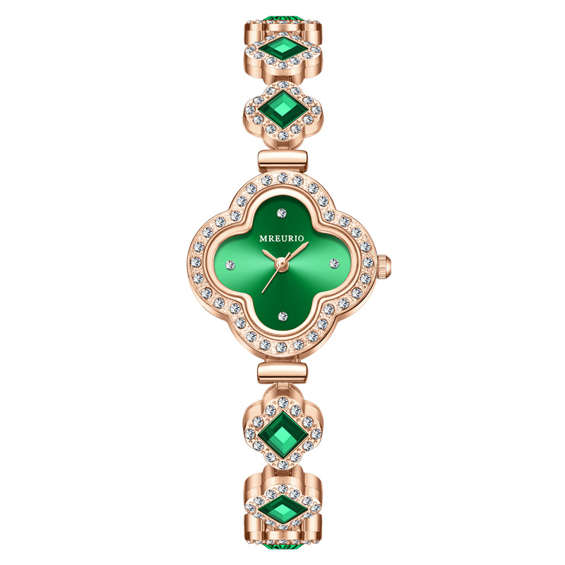 Picture of Live Hot Hot Hot Fashion Four-leaf Clover Bracelet Quartz Watch Emerald Women's Watch Women's Watch Factory Wholesale