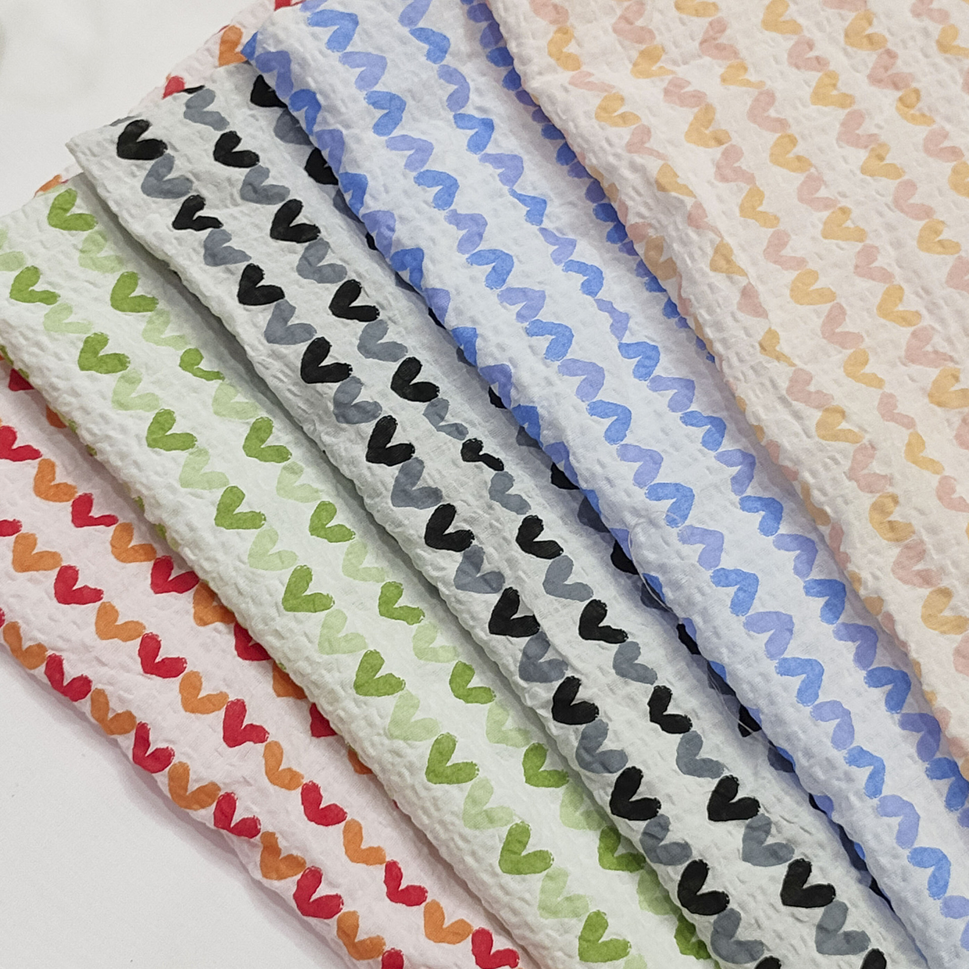 Cotton salt shrink Bubble offset printing geometric flower jewelry foreign trade women's dress children's clothing living clothing fabric limited time discount