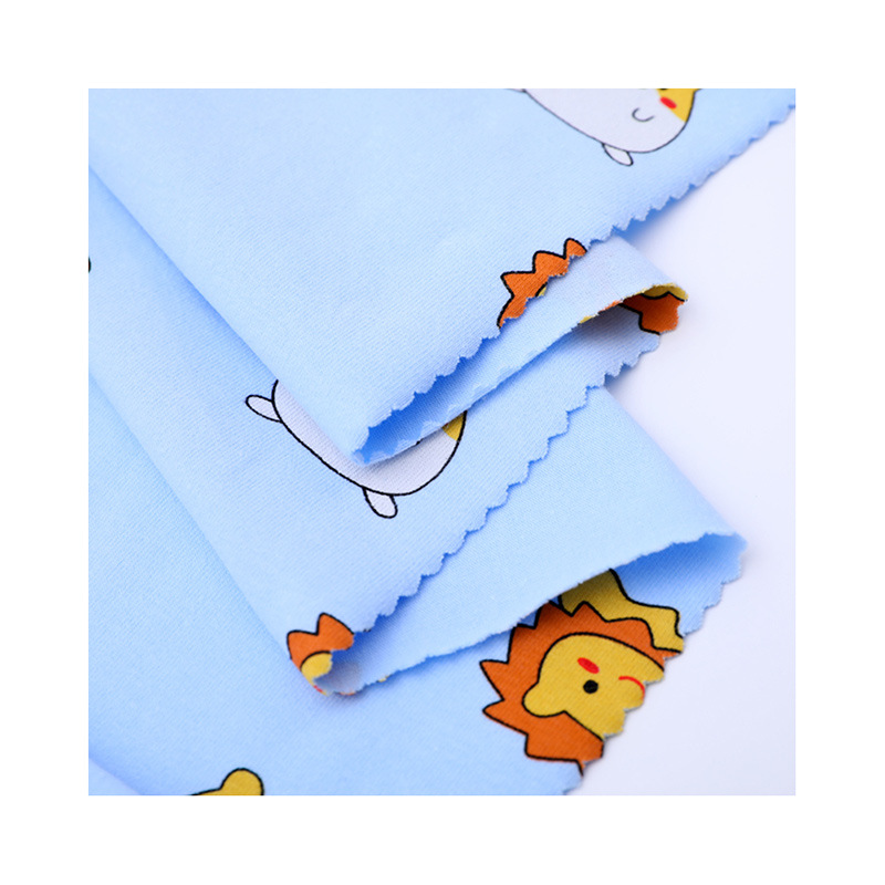 Picture of Lycra Cotton Pull Frame Spandex Jersey Printed Infant Stretch Knitted Cloth Children's Underwear T-Shirt Short-Sleeved Fabric