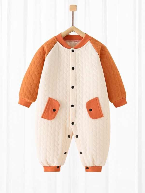 Picture of Baby's Jumpsuit Spring and Autumn Pure Cotton Warm Cotton Jacket Autumn Clothes Baby's Thickened Winter Pajamas Newborn Clothes