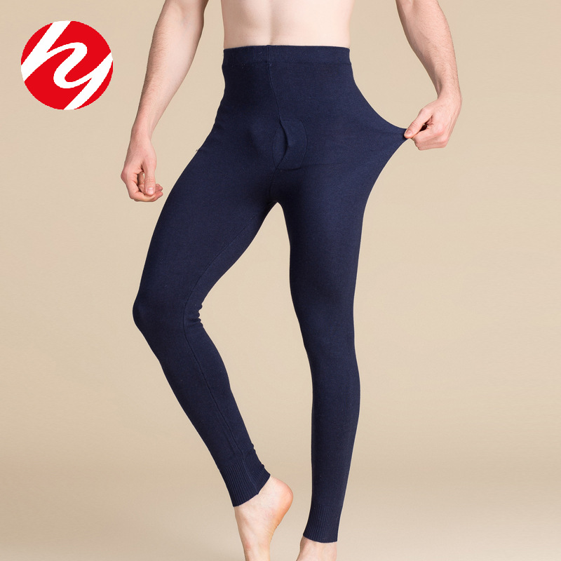 Picture of Huaye Autumn and Winter Men's Silk Cashmere Pants Thickened Warm Slim Mid-Waist Leggings Mulberry Silk Autumn Pants Cotton Wool Pants