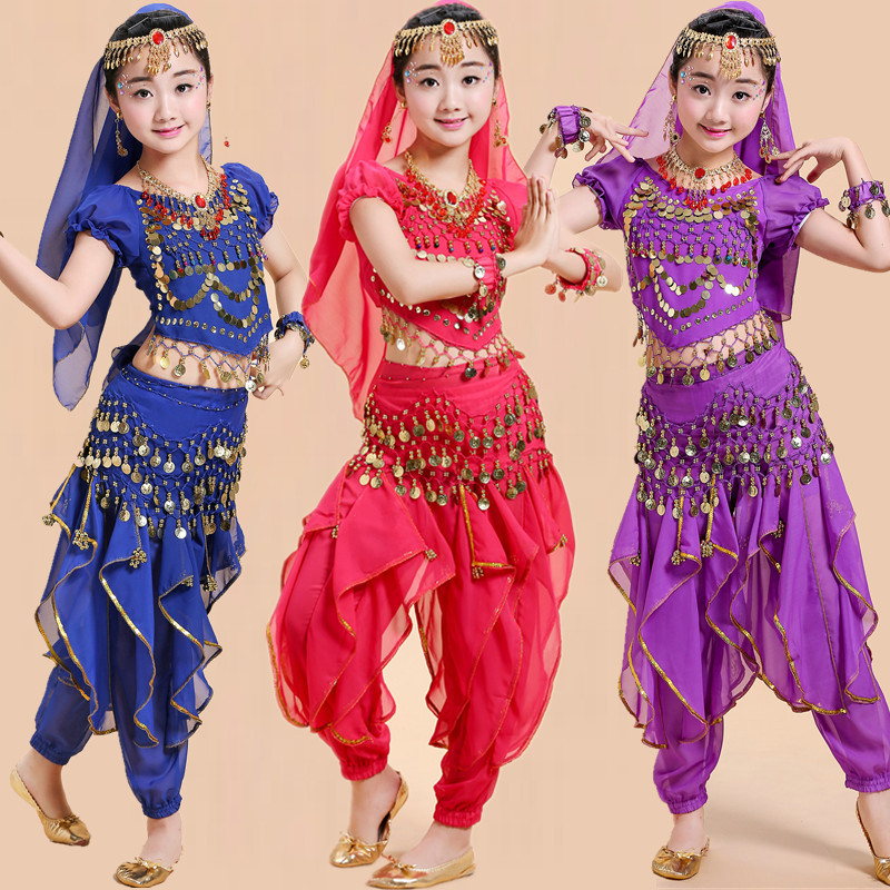 Children's Indian Dance Performance Costume Children's Xinjiang Dance Performance Costume Folk Dance Belly Dance Tianzhu Girl Performance Costume