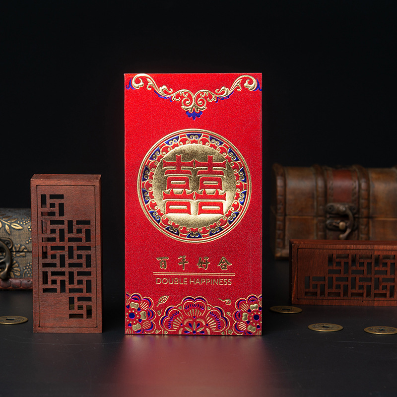 Picture of A hundred years of good luck to change the mouth of the red bag is to seal the wedding hard paper bronzing Yongji hundred yuan thousand yuan large ten thousand yuan