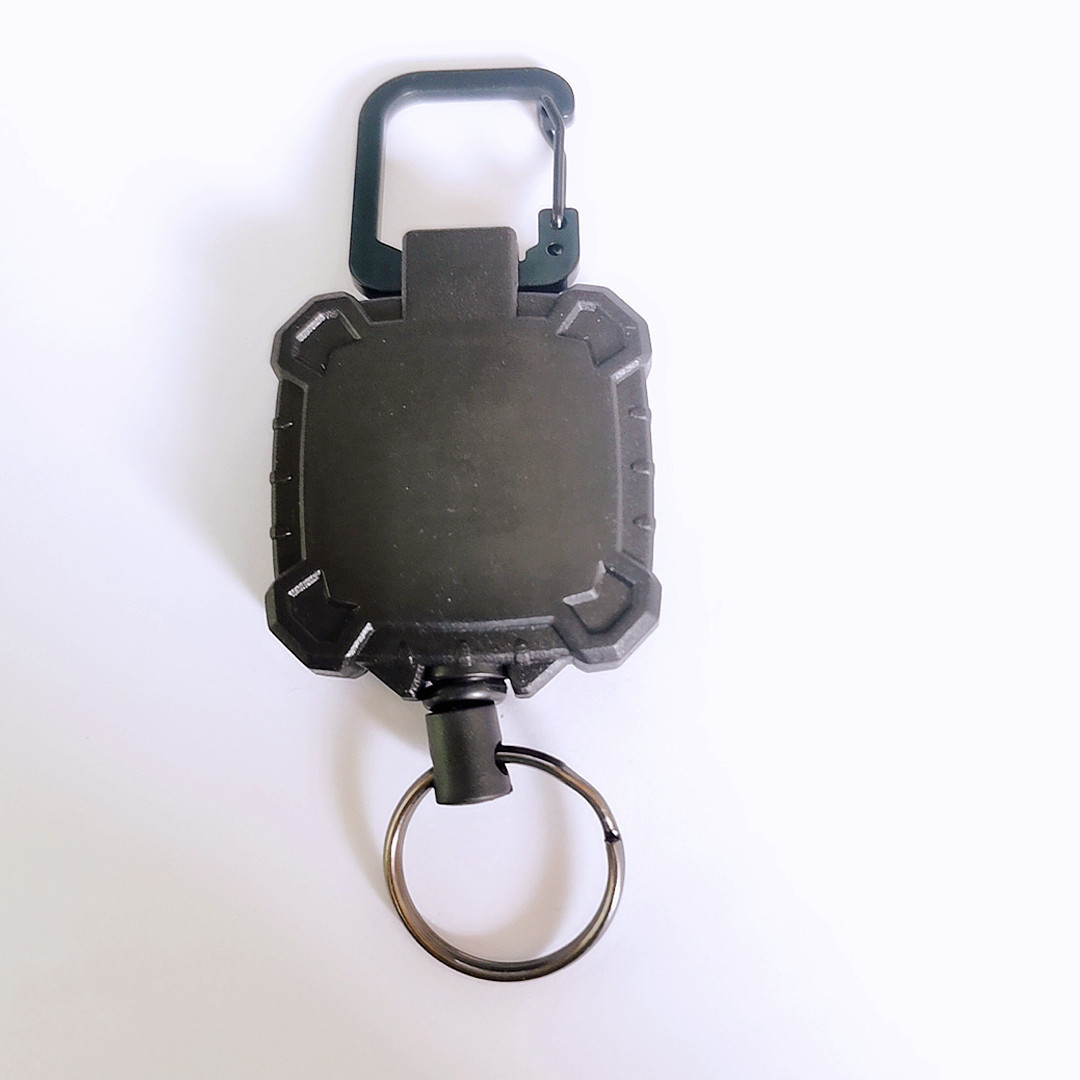 Picture of Cross-border black heavy-duty easy-pull buckle anti-theft steel wire rope retractable mountaineering keychain outdoor ABS square buckle LOOG