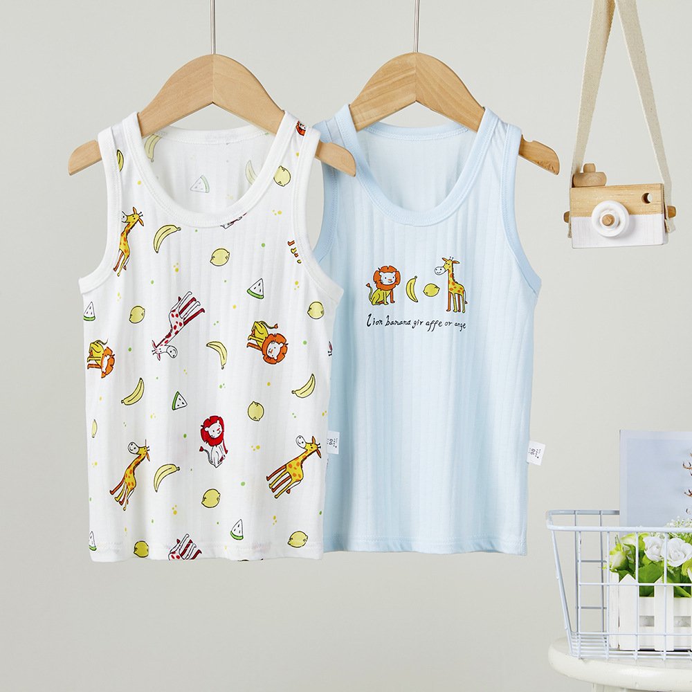 Picture of Children's Summer Vest Sling 2-Piece Boneless Cold Bottoming Shirt for Men and Women Baby Thin Sleeveless Air-Conditioned Home