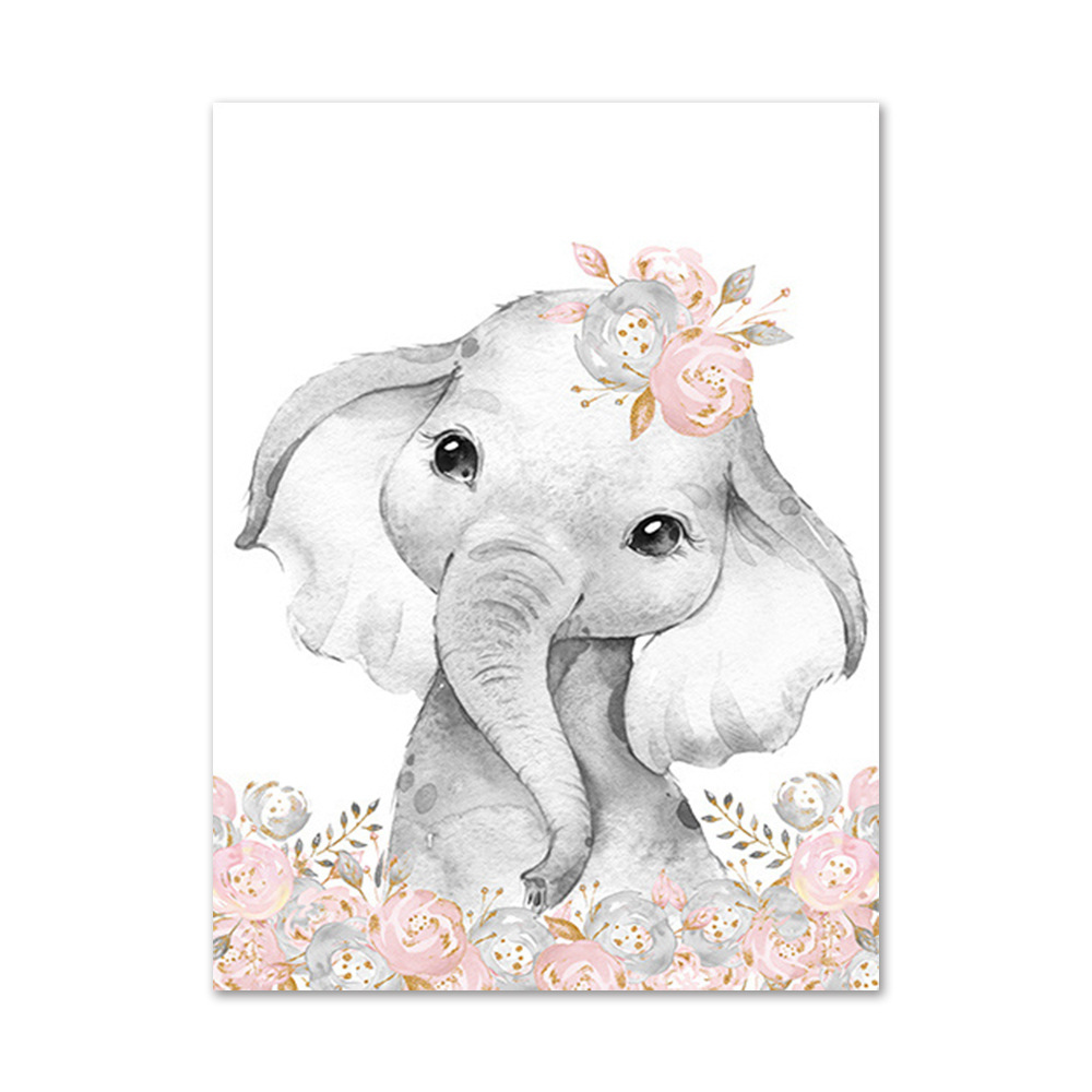 Picture of Cartoon animal Children Baby English letters Custom Baby Name bedroom canvas hanging painting decorative painting core
