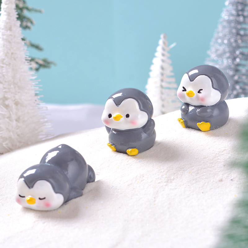 Picture of Cross-Border Cartoon Cute Gray Penguin Micro Landscape Gardening Potted Small Ornaments Cute and Interesting Penguin DIY Gadgets