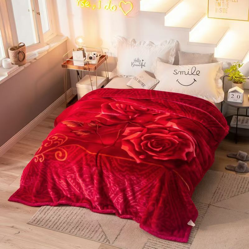 Picture of Thickened Raschel Blanket Factory Wholesale Winter Warm Blanket Flannel Cover Blanket Bed Sheet Double Layer Antistatic Cloud Blanket