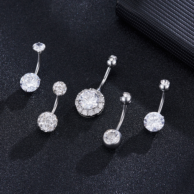 Picture of European and American cross-border supply fashion navel ring 5PCs polygon simple creative combination navel ring suit puncture