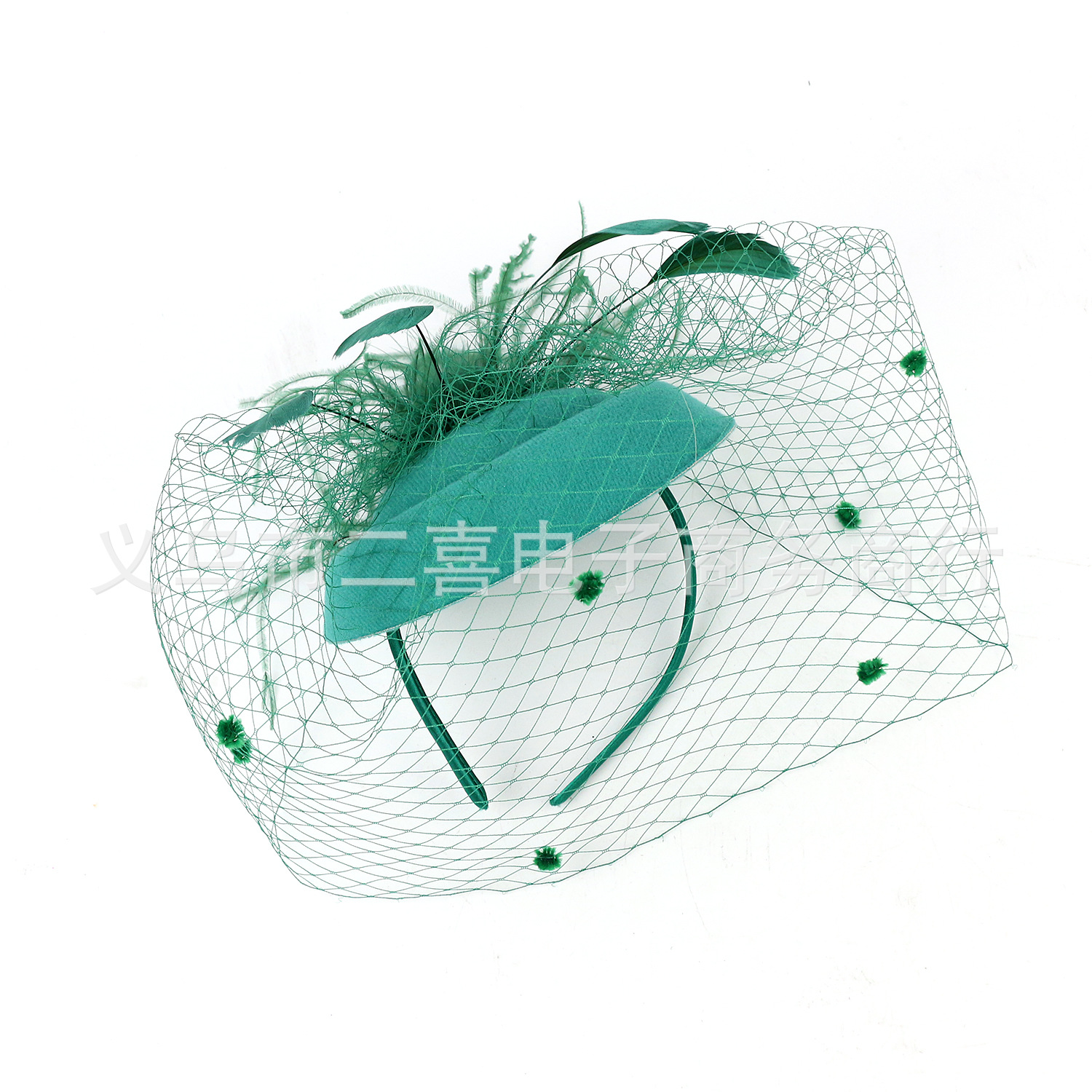 Picture of Cross-border supply of European and American bridal wedding gauze hair accessories fashion hairband headdress feather small hat hairpin