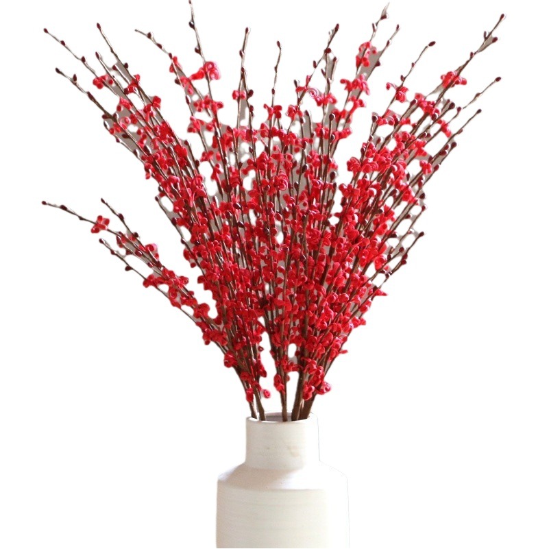 Spot 12-Prong Encrypted Artificial Flower Pe Welcome Spring Flower Plum Blossom Jasmine Artificial Flower Home Living Room Decoration Bouquet