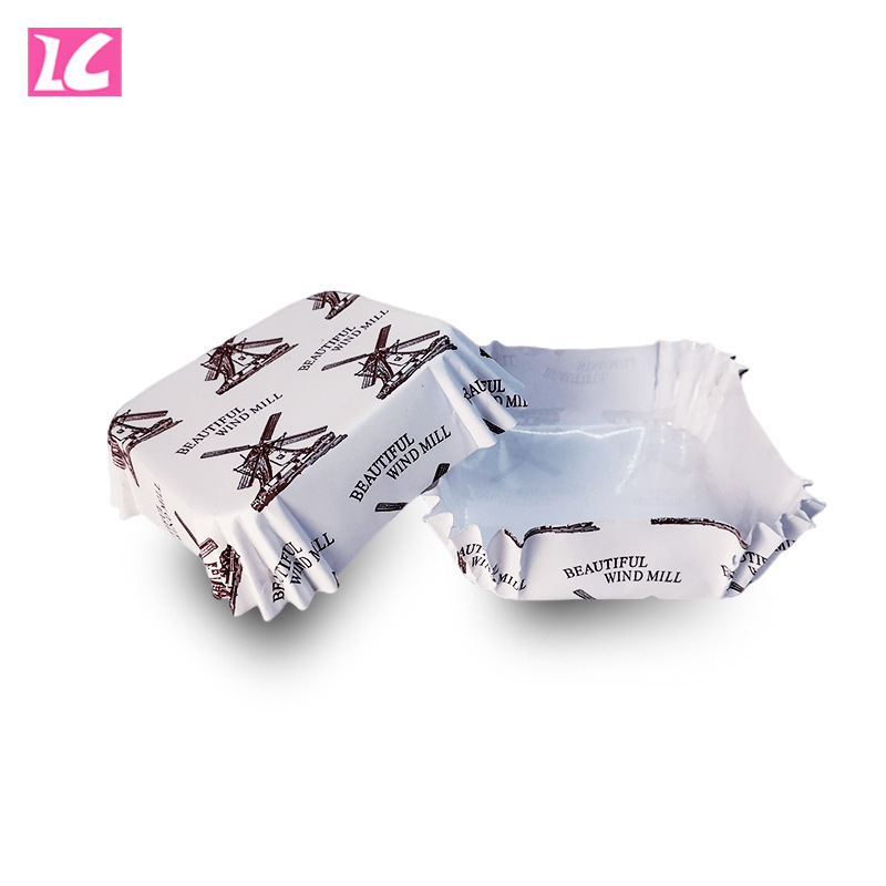 Disposable Square Pet Windmill Coated Paper High Temperature Resistant and Oil-Proof Cup Cake Bread Paper Tray Paper Cup