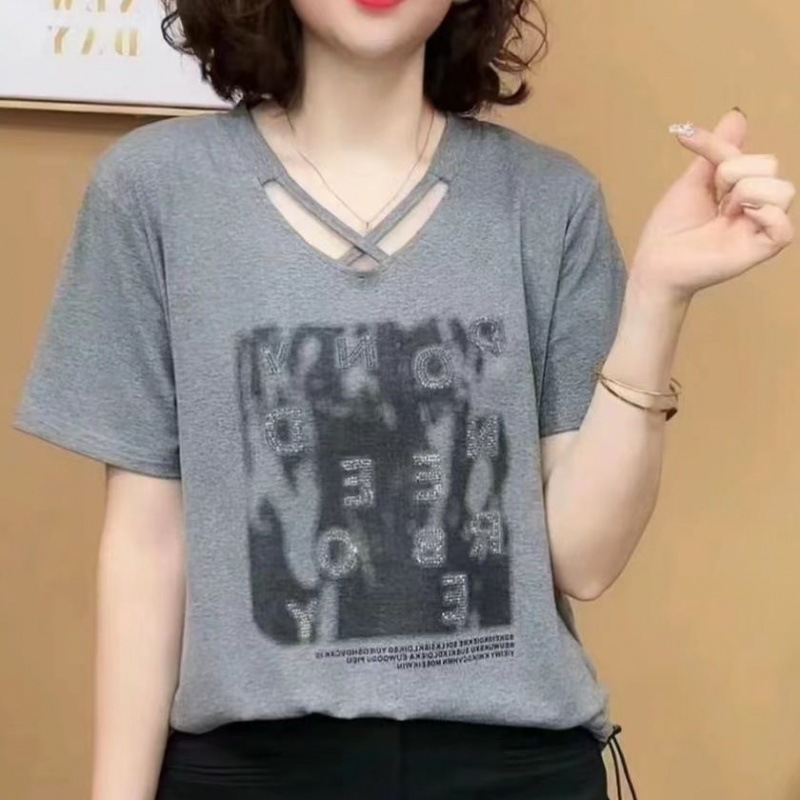 Summer T-shirt Women's New Fashion Trendy Small Shirt All-match Slimming Temperament Short-sleeved T-shirt Age-reducing Top