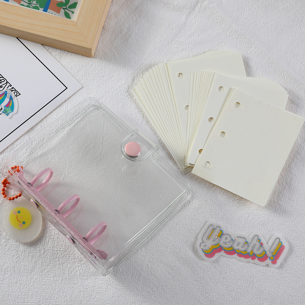 Picture of ins Korean version of shiny transparent hand Ledger PVC three-hole mini binder student Girl star chasing album book